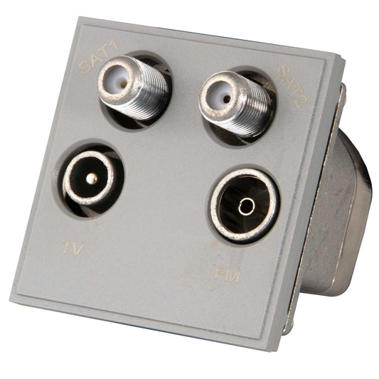 M2 Grid Quadplexer 1 x TV, 1 x FM/DAB and 2 x Satellite Euro Module Grey