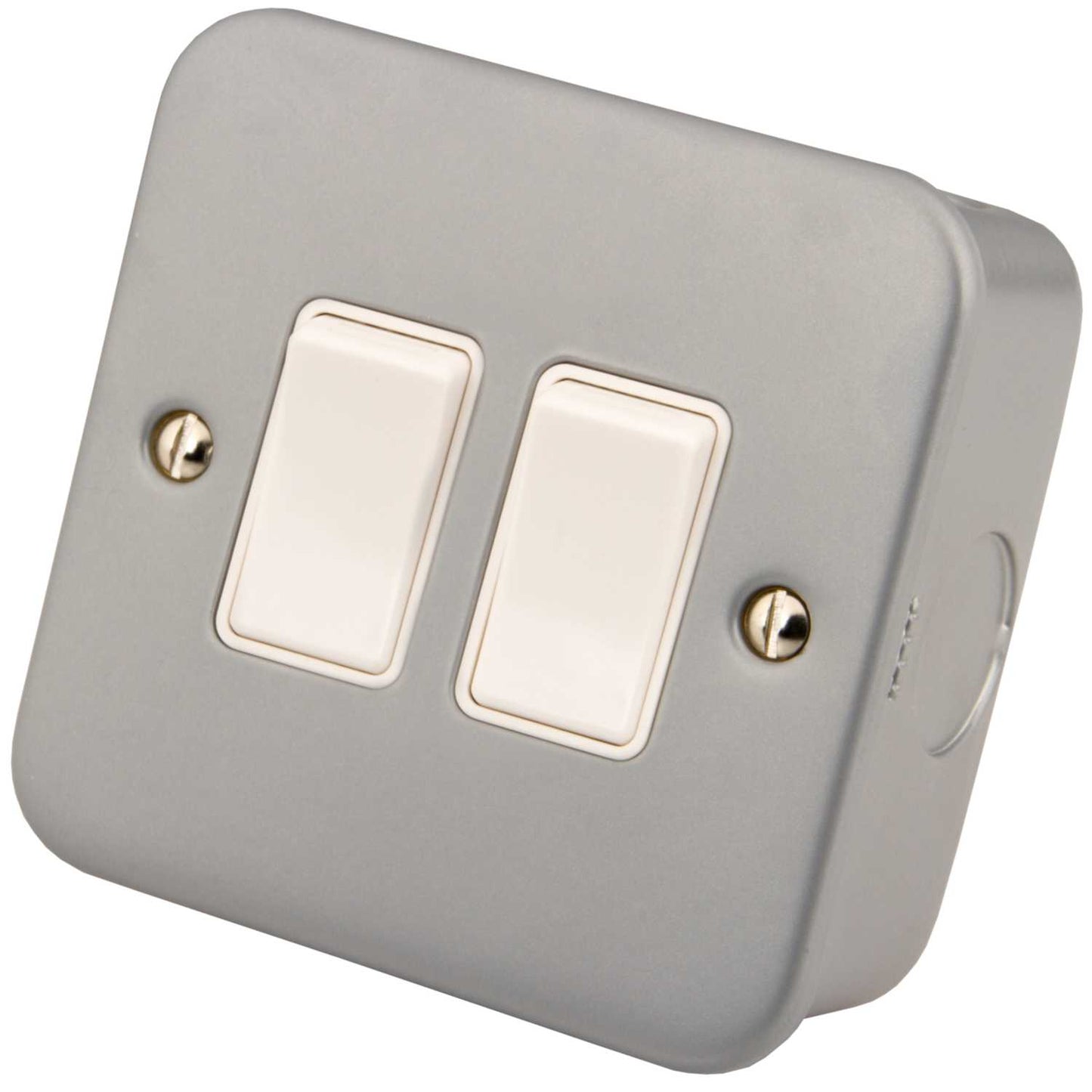 M2 Metal 10A 2 Gang 2 Way Light Switch Metal Clad