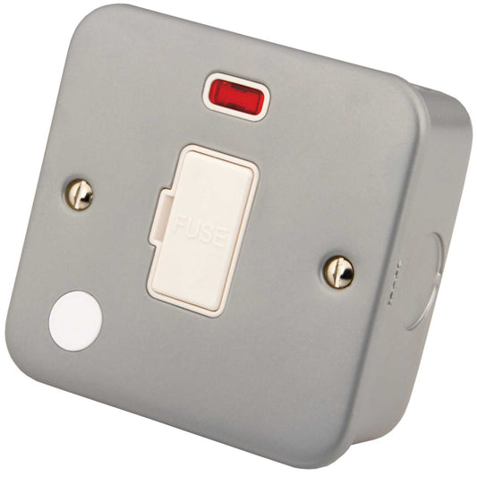 M2 Metal 13A DP Unswitched Fused Spur with Neon and Flex Outlet Metal Clad