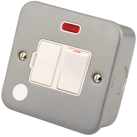 M2 Metal 13A Switched Fused Spur with Neon and Flex Outlet Metal Clad