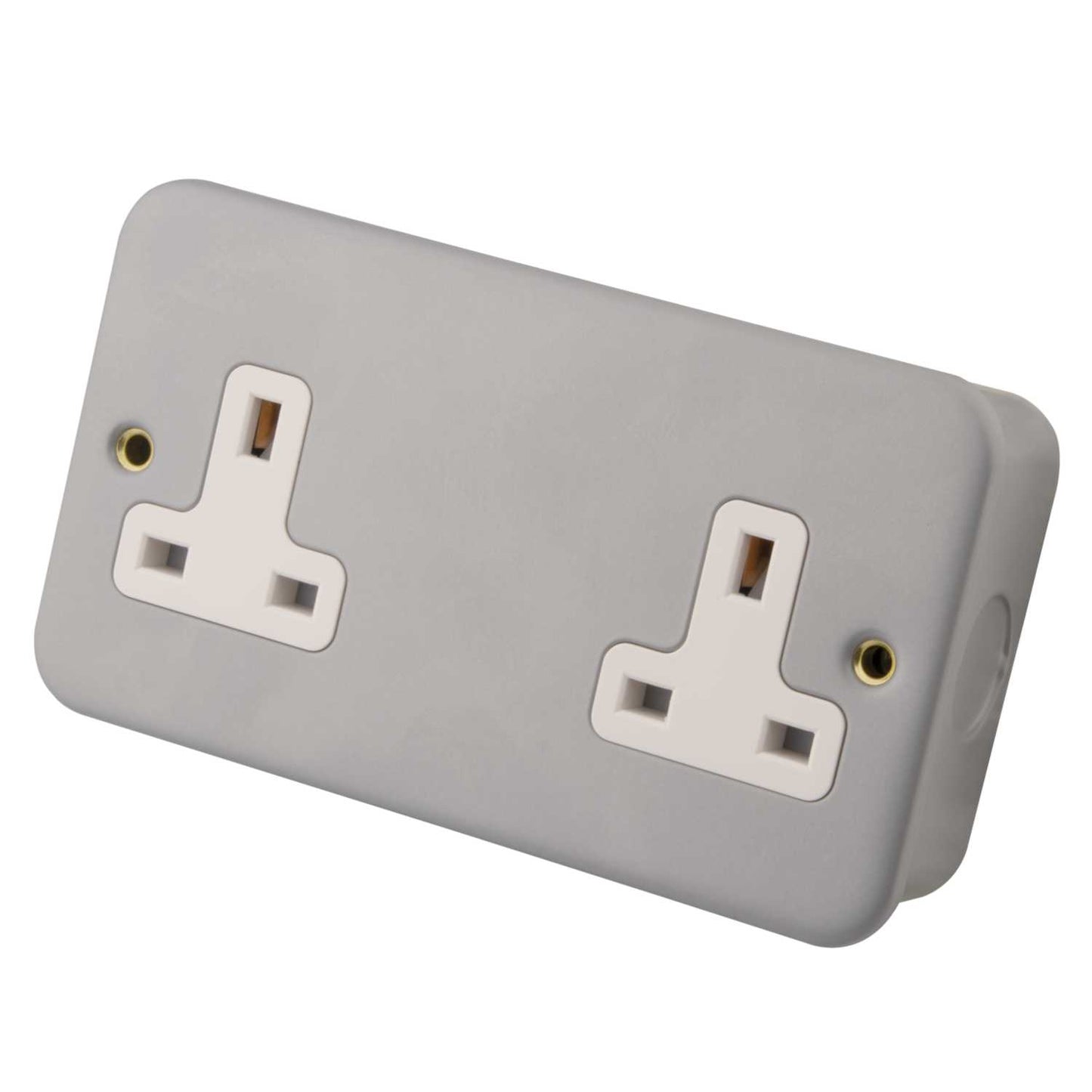 M2 Metal 13A 2 Gang Unswitched Socket Metal Clad