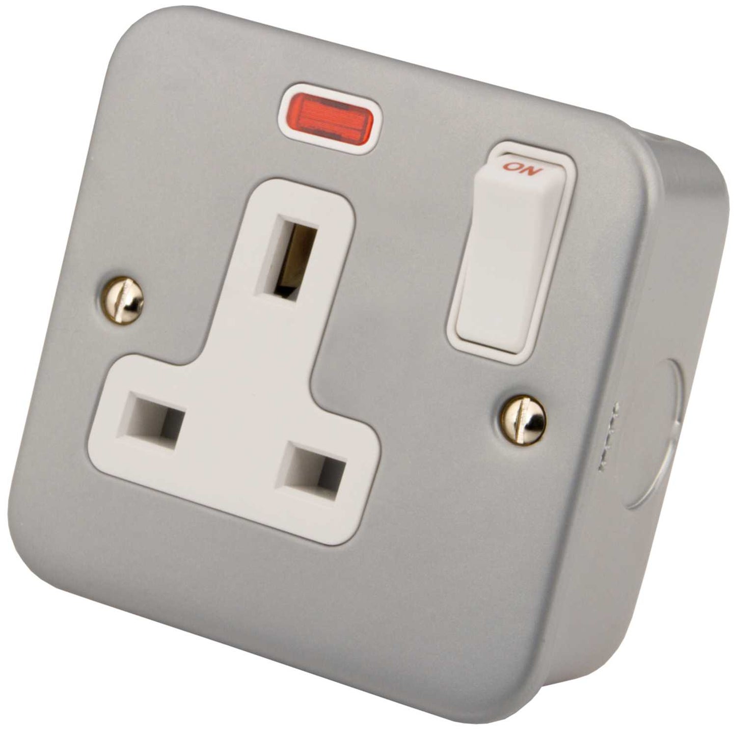 M2 Metal 13A SP 1 Gang Switched Socket with Neon Metal Clad