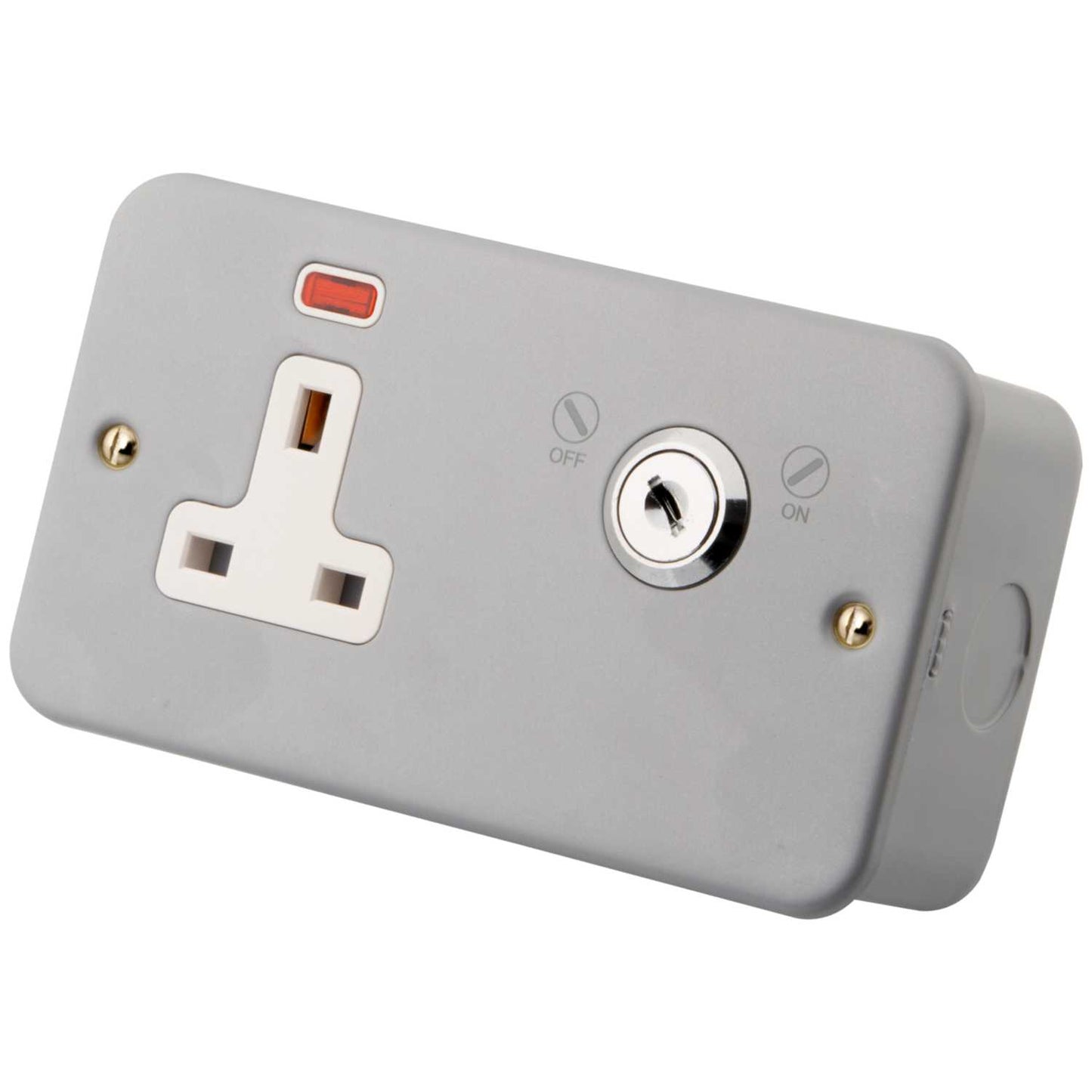 M2 Metal 13A DP Lockable Socket with Neon Metal Clad