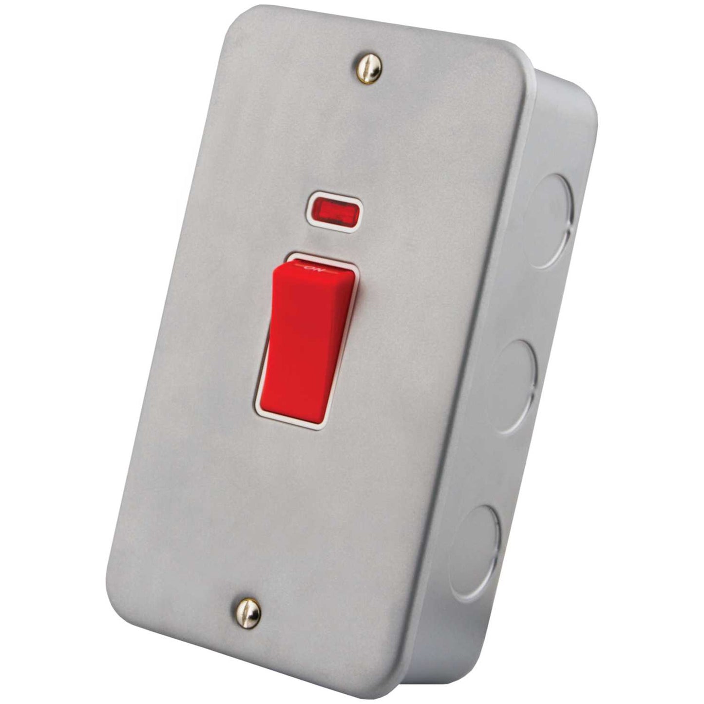 M2 Metal 45A DP 2 Gang Vertical Switch with Neon Metal Clad