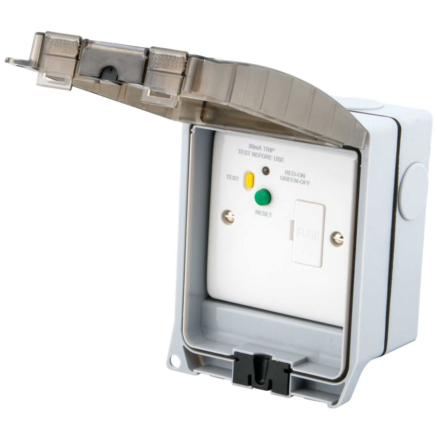 M2 Weatherproof 13A RCD Fused Spur with Clear Lid IP66
