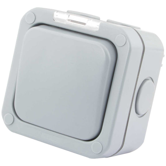 M2 Weatherproof 20A DP 1 Gang Switch with Neon IP66