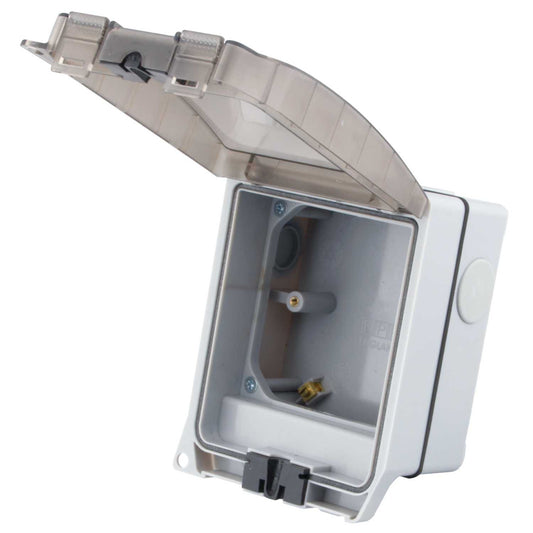 M2 Weatherproof 1 Gang Enclosure with Clear Lid IP66
