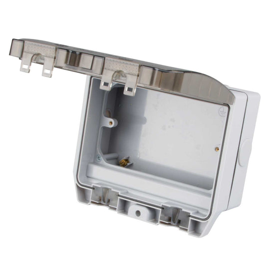 M2 Weatherproof 2 Gang Enclosure with Clear Lid IP66