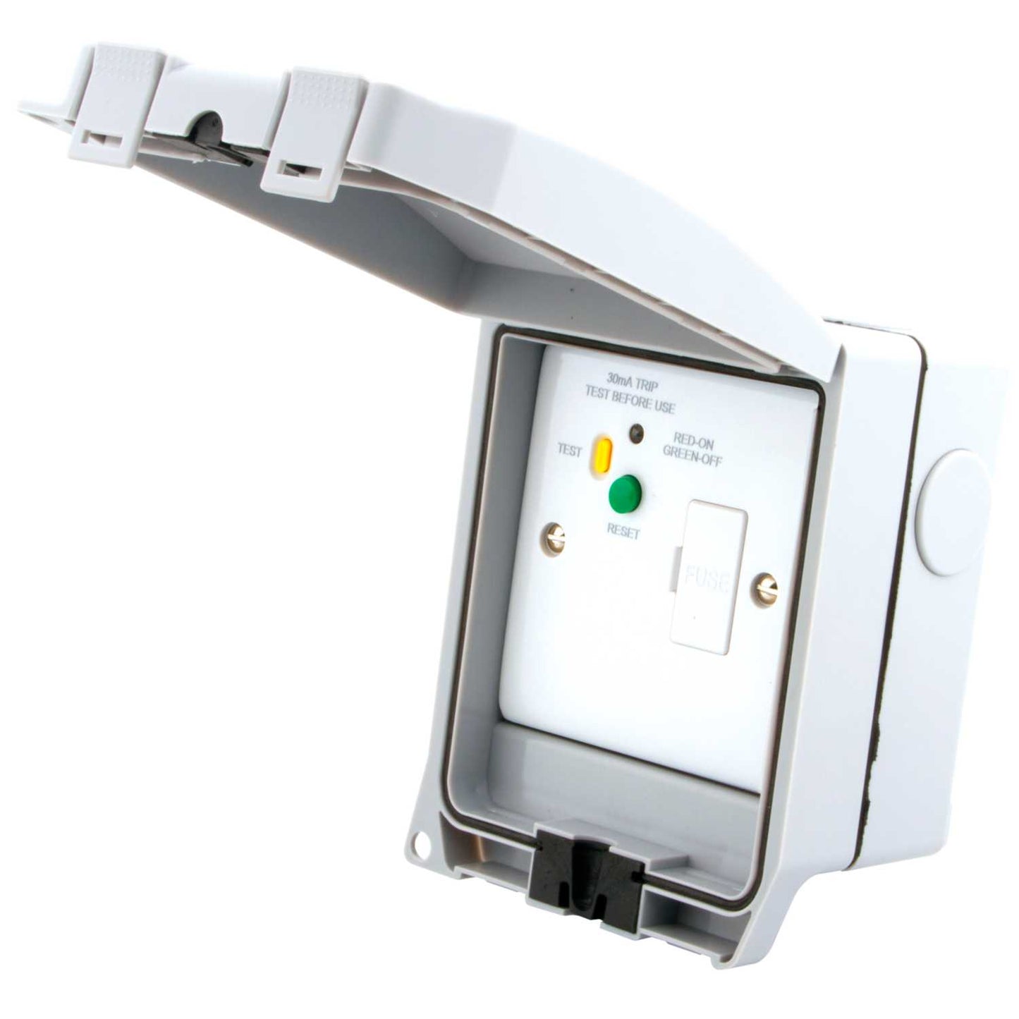 M2 Weatherproof 13A RCD Fused Spur with Solid Grey Lid IP66