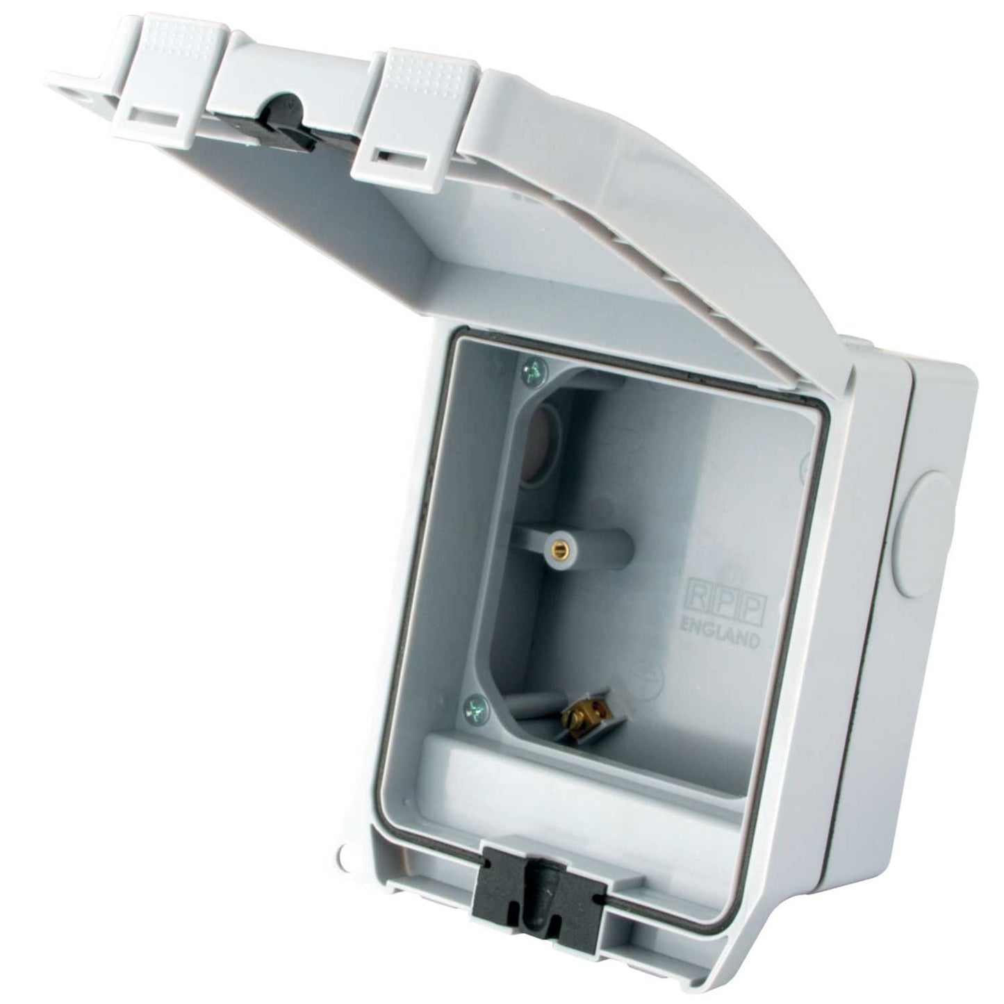 M2 Weatherproof 1 Gang Enclosure with Solid Grey Lid IP66