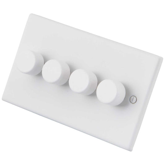 M2 Decorative 400W 4 Gang Trailing Edge LED Dimmer Painted Matt White