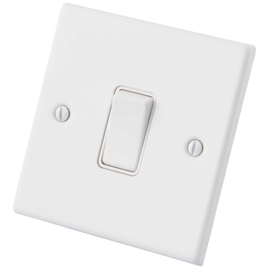 M2 Decorative 10A 1 Gang 2 Way Light Switch White Insert Painted Matt White