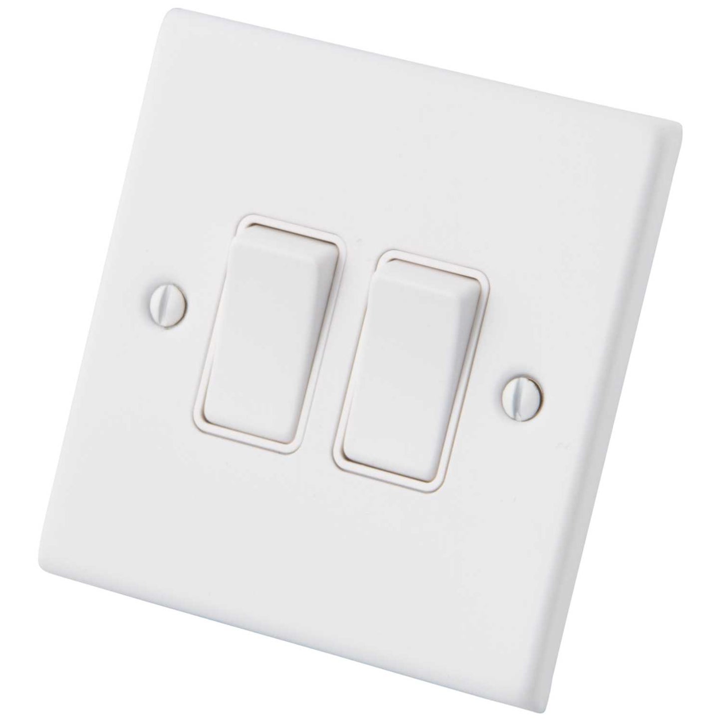 M2 Decorative 10A 2 Gang 2 Way Light Switch White Insert Painted Matt White