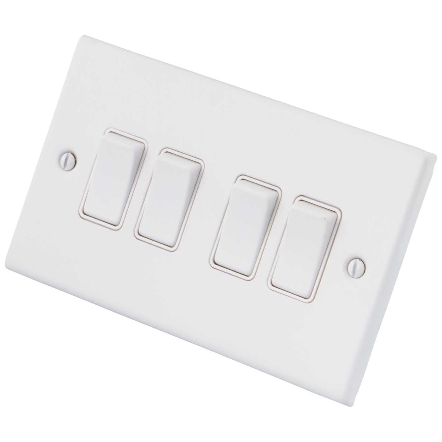 M2 Decorative 10A 4 Gang 2 Way Light Switch White Insert Painted Matt White