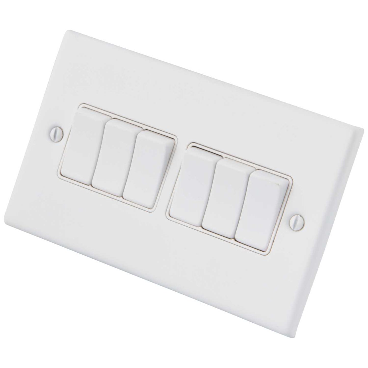 M2 Decorative 10A 6 Gang 2 Way Light Switch White Insert Painted Matt White