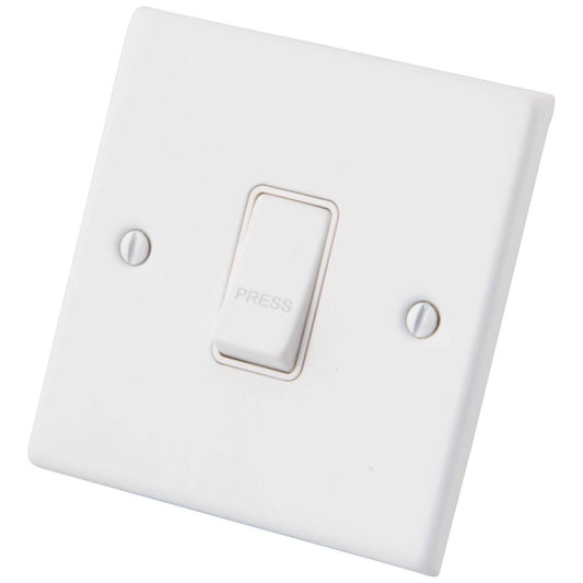M2 Decorative 10A 1 Gang 2 Way Retractive Switch White Insert Painted Matt White