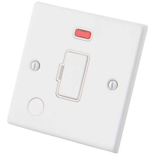 M2 Decorative 13A Unswitched Fused Spur with Neon and F/Outlet White Insert Painted Matt White