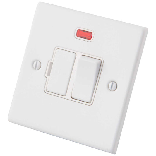 M2 Decorative 13A Switched Fused Spur with Neon White Insert Painted Matt White