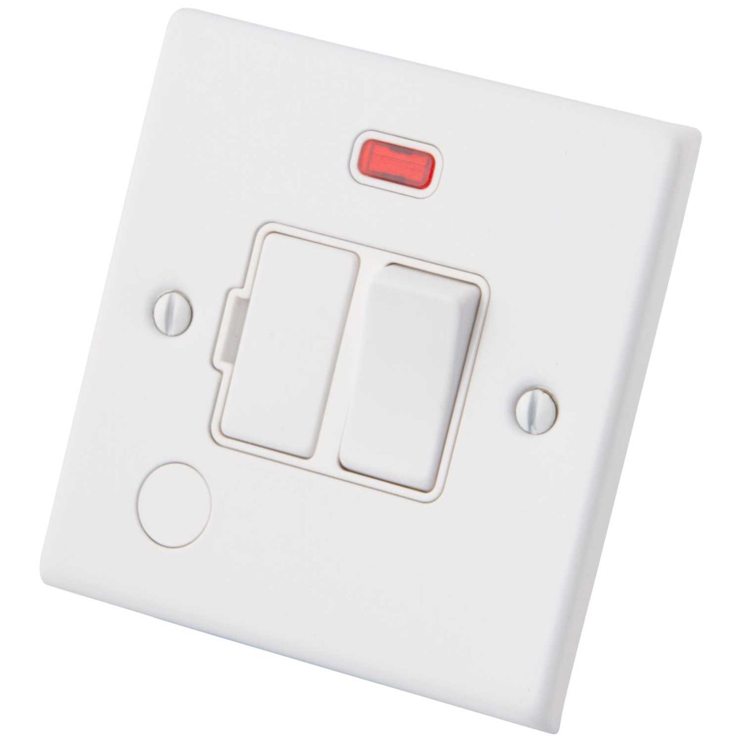 M2 Decorative 13A Switched Fused Spur with Neon and F/Outlet White Insert Painted Matt White