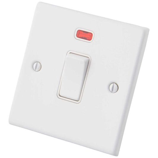 M2 Decorative 20A DP Switch with Neon White Insert Painted Matt White