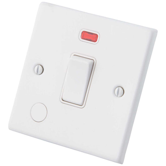 M2 Decorative 20A DP Switch with Neon and Flex Outlet White Insert Painted Matt White