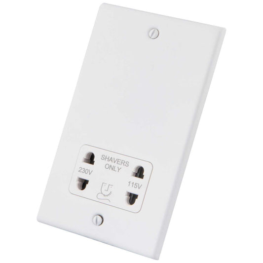 M2 Decorative Dual Voltage Shaver Socket White Insert Painted Matt White