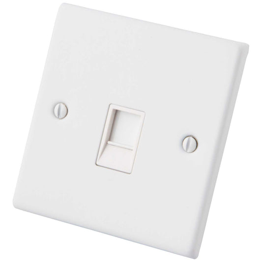 M2 Decorative 1 Gang CAT5E Data Outlet White Insert Painted Matt White