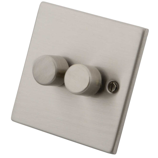 M2 Decorative 400W 2 Gang Intelligent Dimmer Brushed Stainless Steel