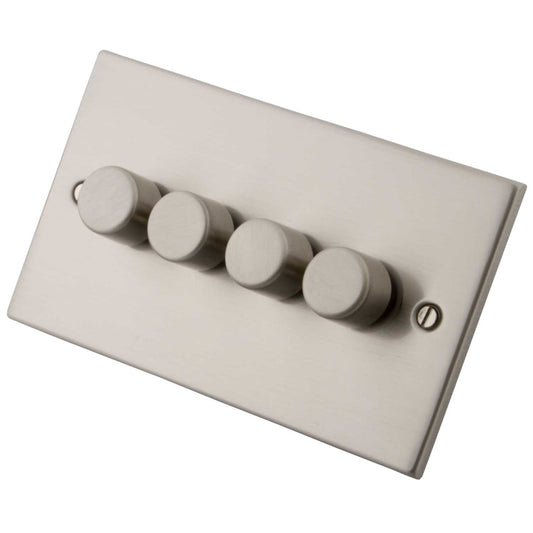 M2 Decorative 400W 4 Gang Intelligent Dimmer Brushed Stainless Steel