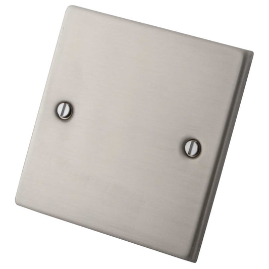 M2 Decorative 1 Gang Blank Plate Brushed Stainless Steel