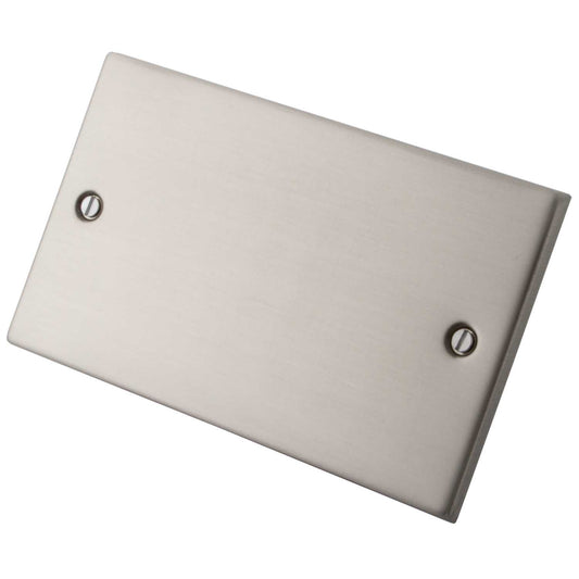 M2 Decorative 2 Gang Blank Plate Brushed Stainless Steel
