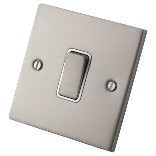 M2 Decorative 10A 1 Gang Intermediate Switch White Insert Brushed Stainless Steel