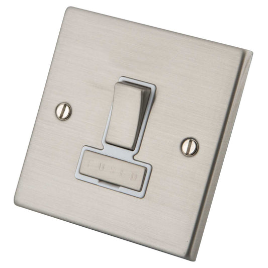M2 Decorative 13A Switched Fused Spur White Insert Brushed Stainless Steel