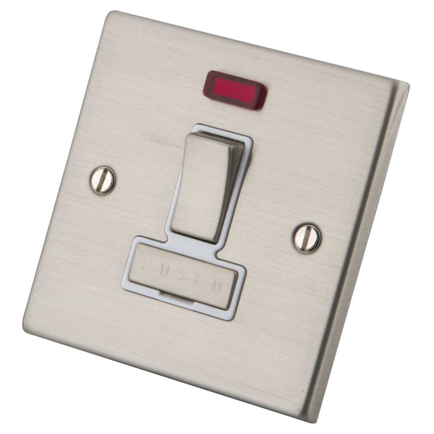 M2 Decorative 13A Switched Fused Spur with Neon White Insert Brushed Stainless Steel
