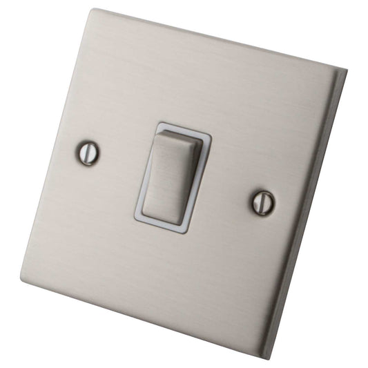 M2 Decorative 20A DP Switch White Insert Brushed Stainless Steel