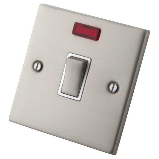 M2 Decorative 20A DP Switch with Neon White Insert Brushed Stainless Steel