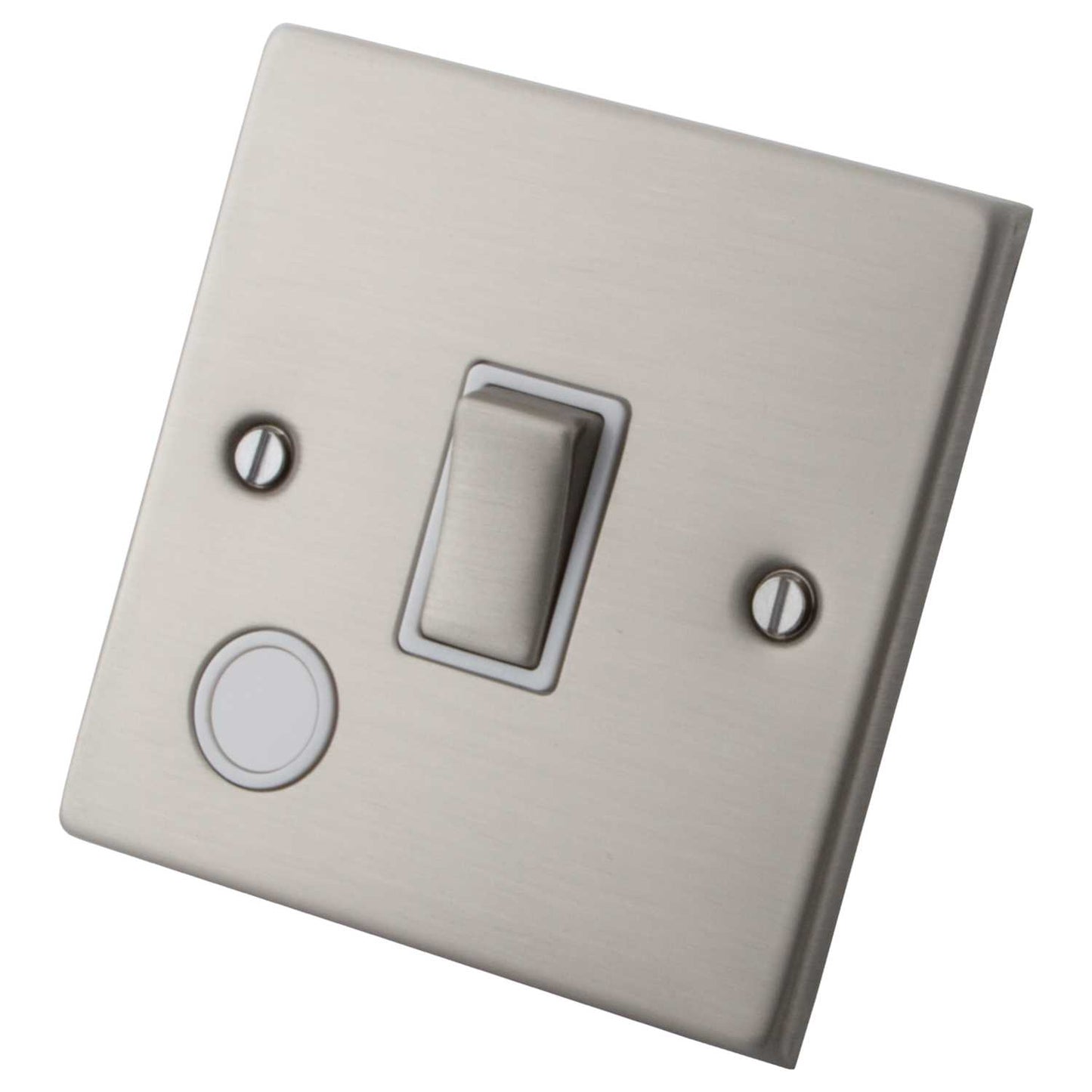 M2 Decorative 20A DP Switch with Flex Outlet White Insert Brushed Stainless Steel