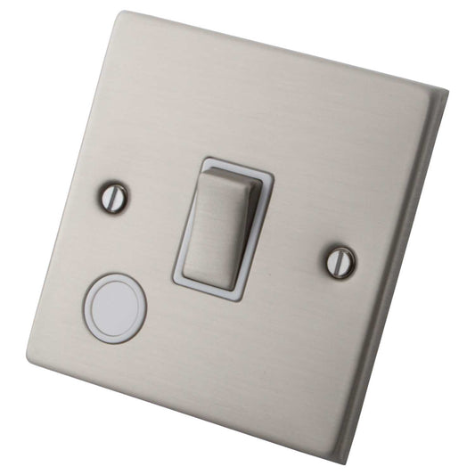 M2 Decorative 20A DP Switch with Flex Outlet White Insert Brushed Stainless Steel