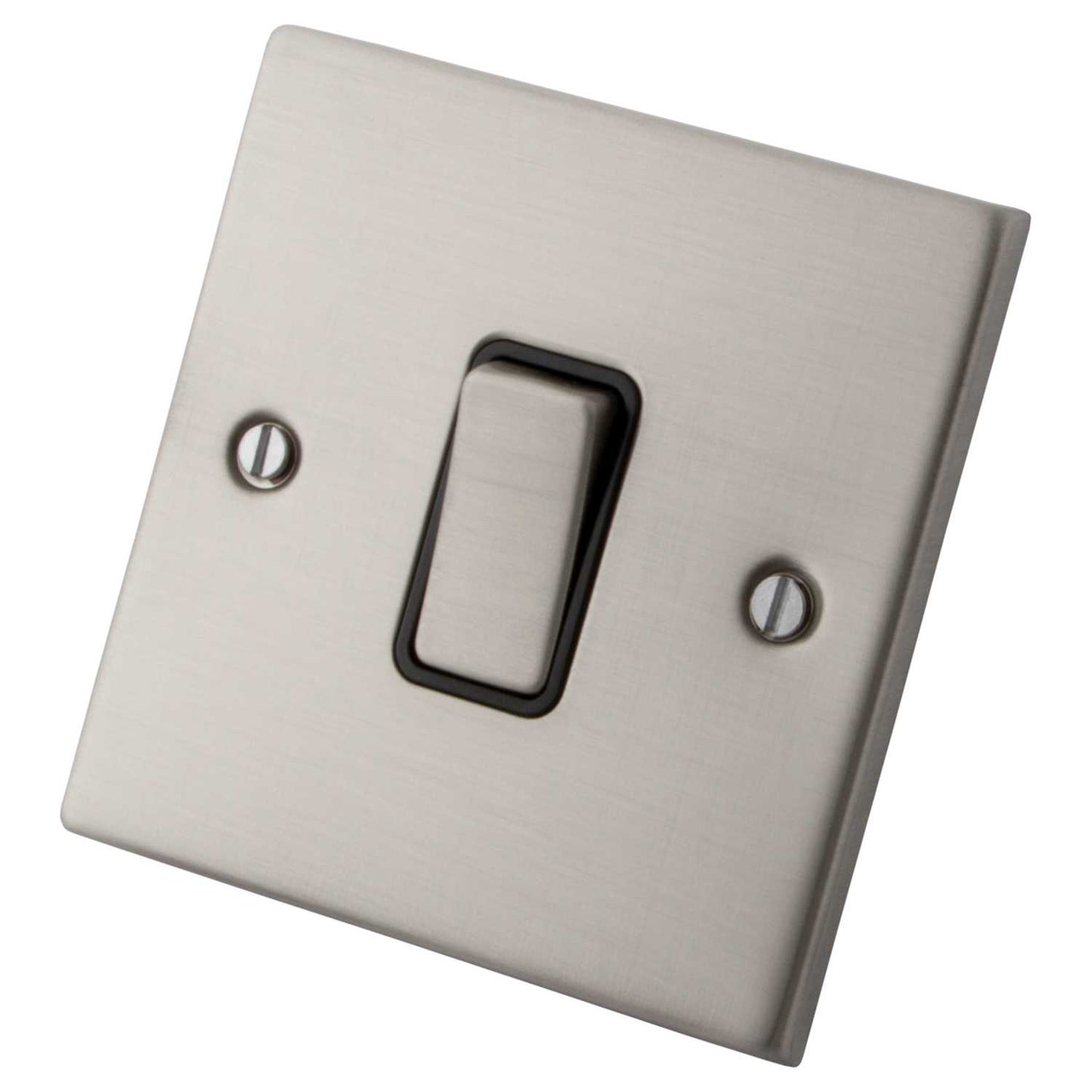 M2 Decorative 10A 1 Gang Intermediate Switch Black Insert Brushed Stainless Steel