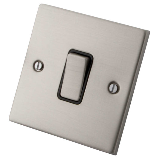 M2 Decorative 10A 1 Gang Intermediate Switch Black Insert Brushed Stainless Steel