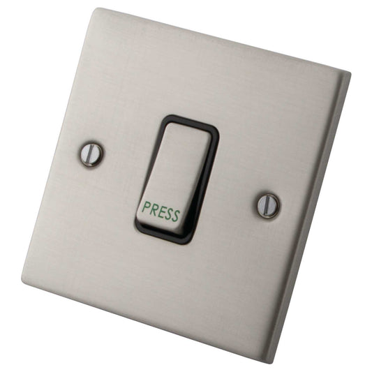 M2 Decorative 10A 1 Gang 2 Way Retractive Switch Black Insert Brushed Stainless Steel