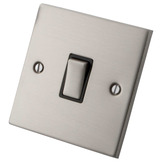 M2 Decorative 20A DP Switch Metal / Black Insert Brushed Stainless Steel