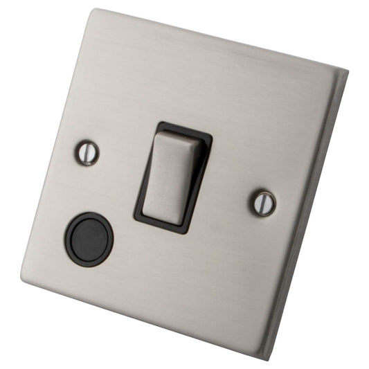 M2 Decorative 20A DP Switch with Flex Outlet Black Insert Brushed Stainless Steel