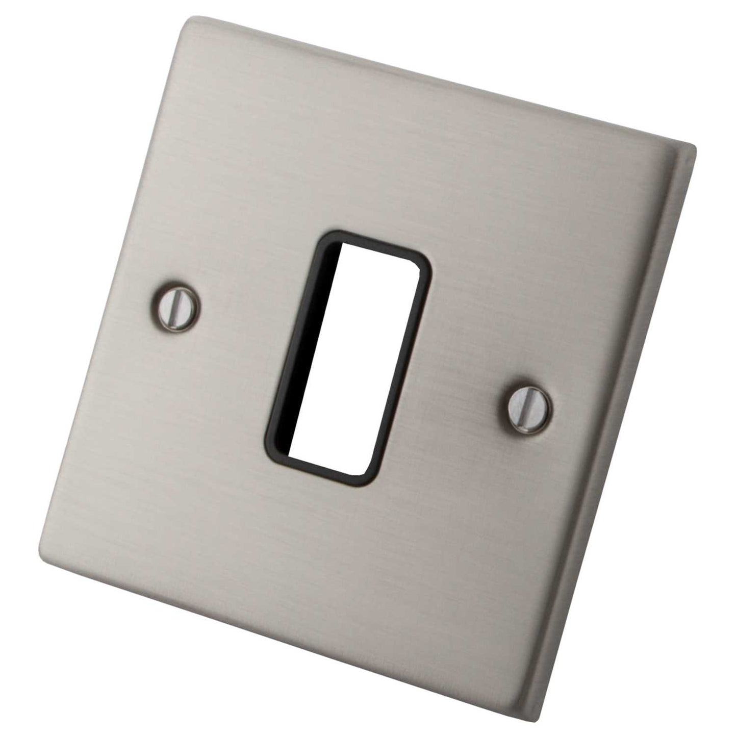 M2 Decorative 1 Gang 1 Module Front Plate Black Insert Brushed Stainless Steel
