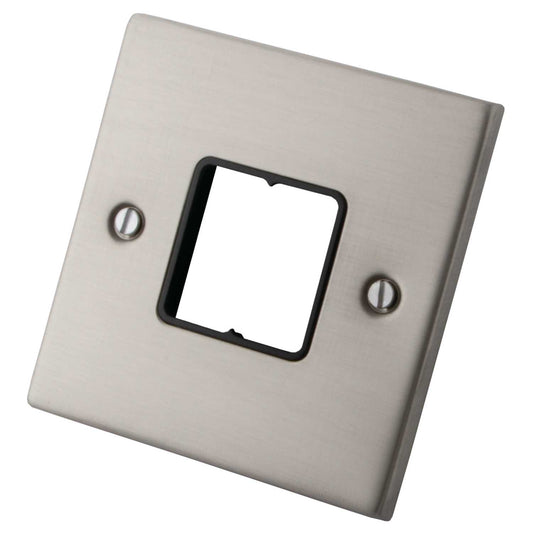 M2 Decorative 1 Gang 2 Module Front Plate Black Insert Brushed Stainless Steel