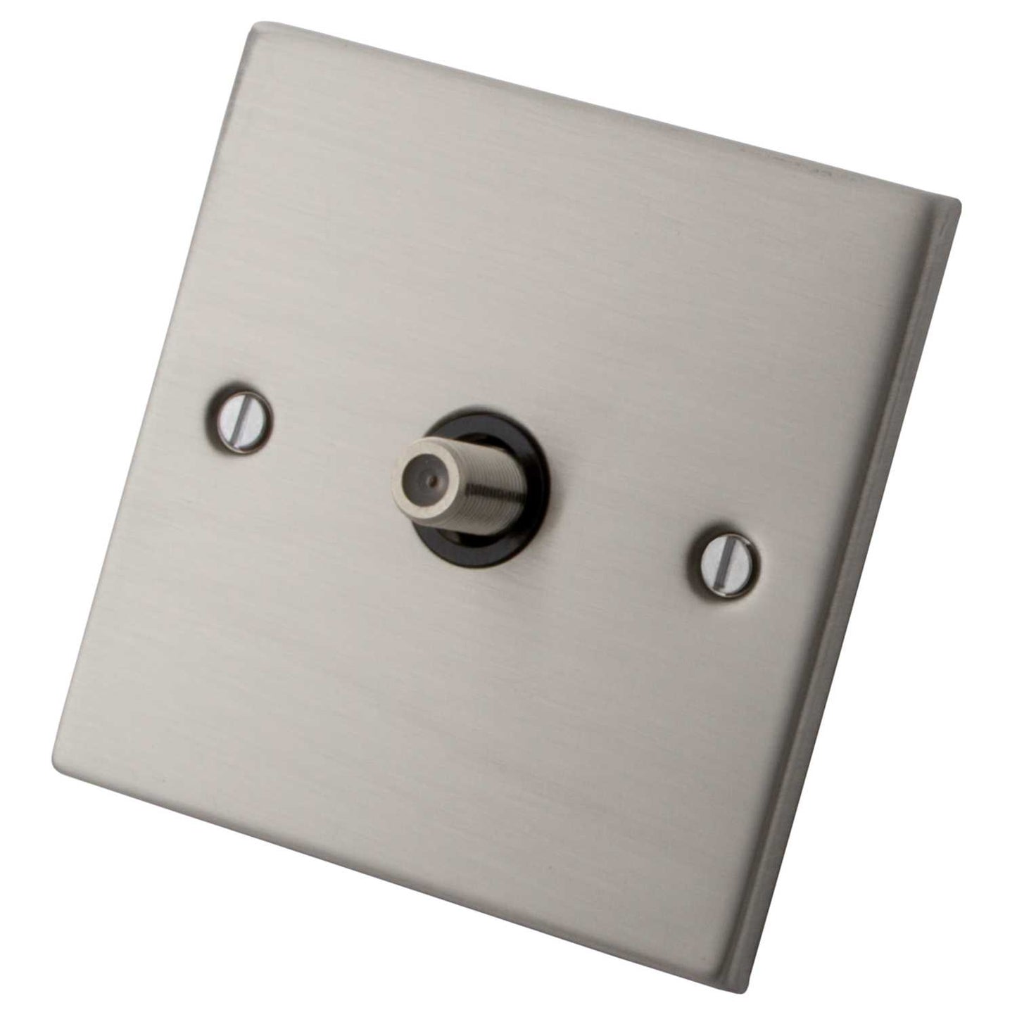 M2 Decorative 1 Gang Satellite Socket Black Insert Brushed Stainless Steel