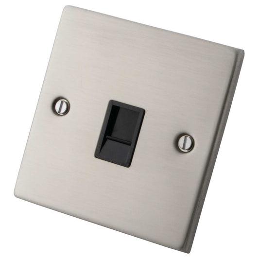 M2 Decorative 1 Gang CAT5E Data Outlet Black Insert Brushed Stainless Steel