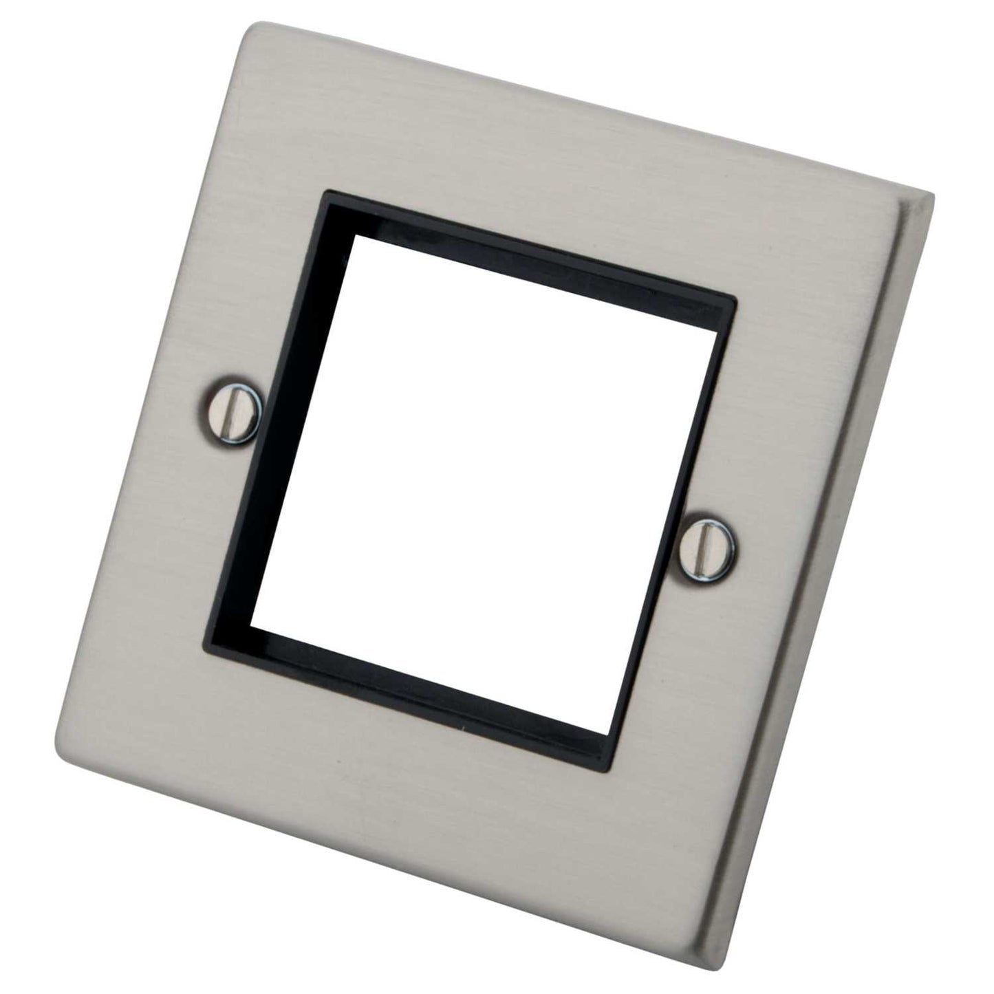M2 Decorative 1 Gang 2 Euro Module Front Plate Black Insert Brushed Stainless Steel