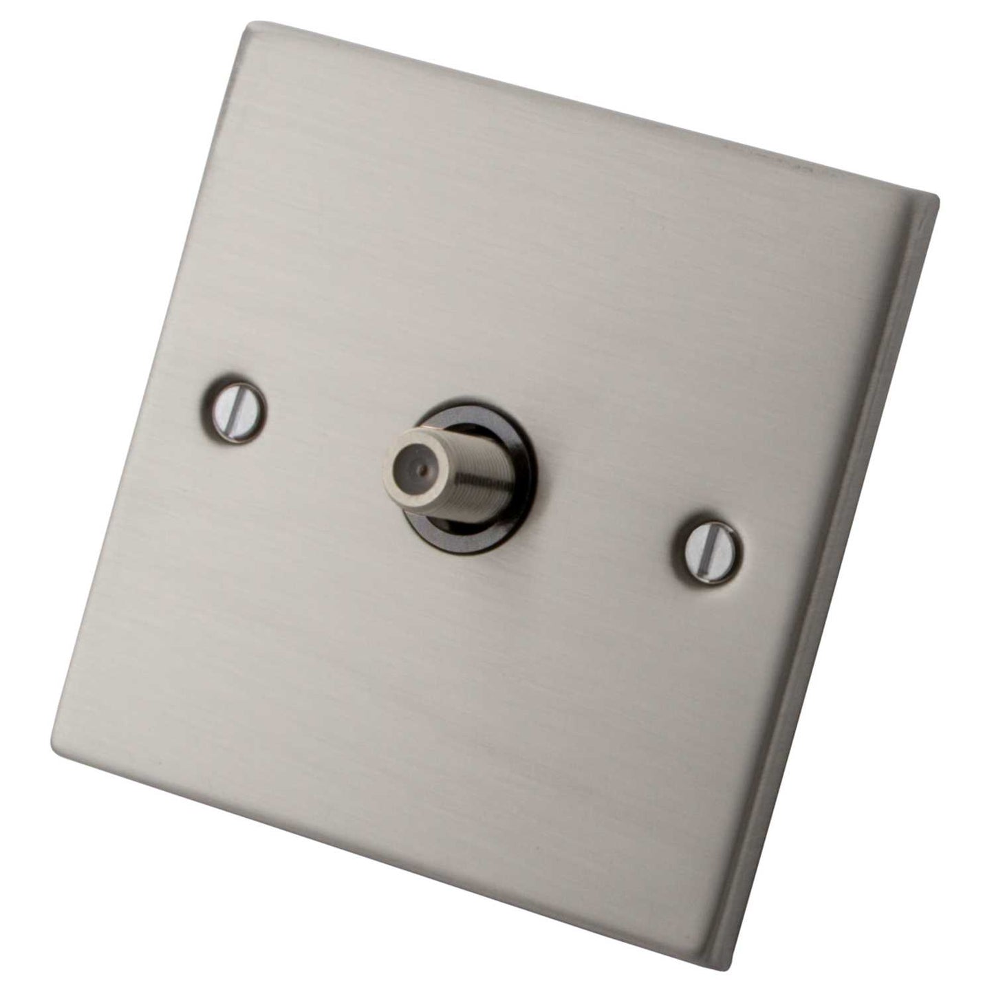 M2 Decorative 1 Gang Satellite Socket Grey Insert Brushed Stainless Steel