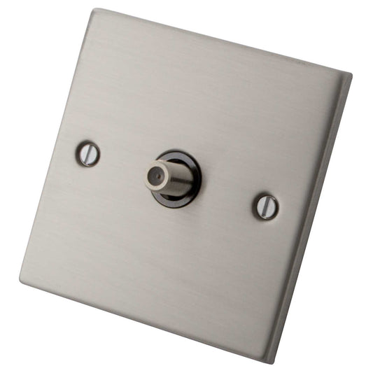 M2 Decorative 1 Gang Satellite Socket Grey Insert Brushed Stainless Steel